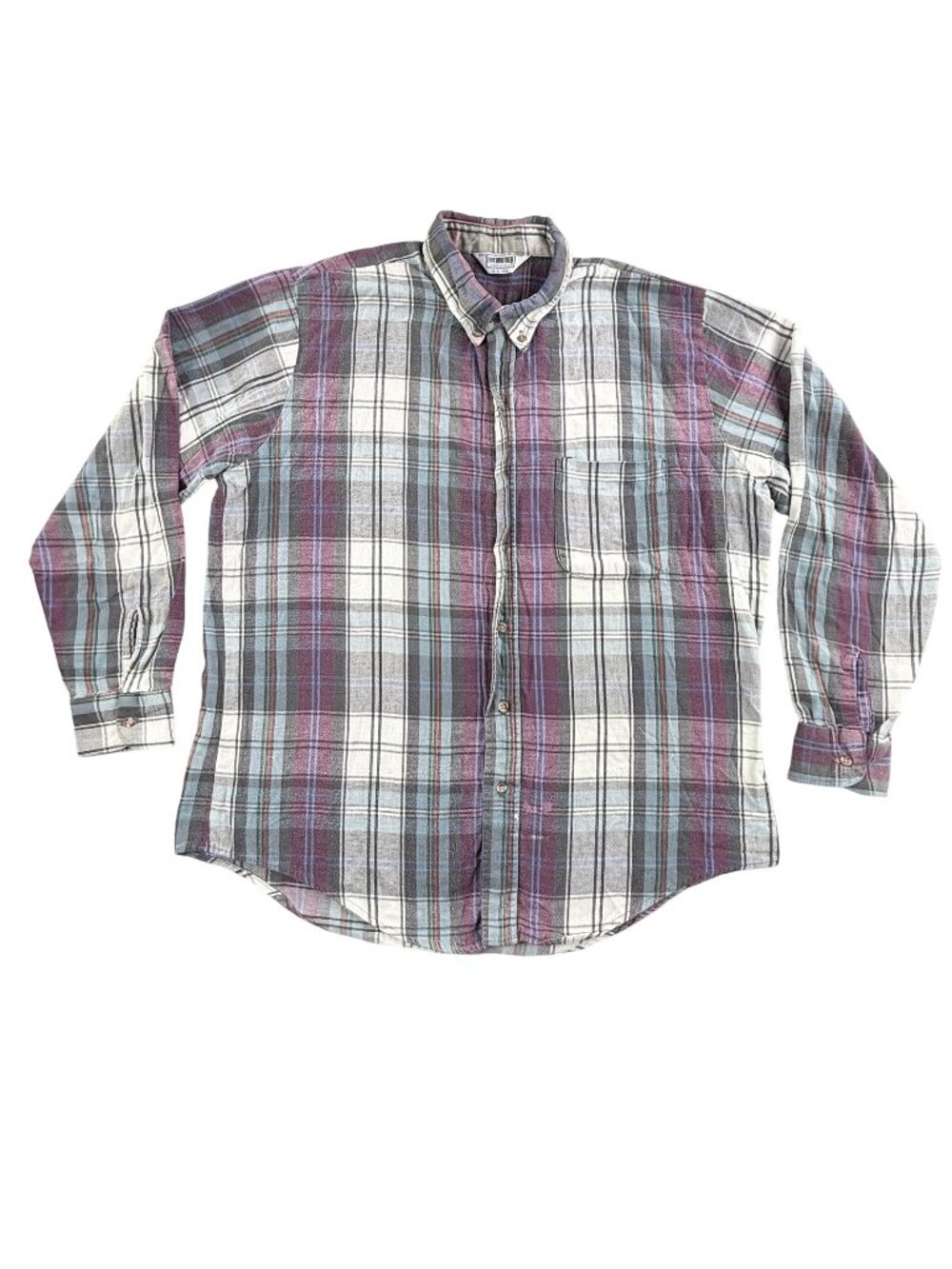 Vintage FIVEBROTHER Shirt Mens Large Plaid Flannel Button Up Long Sleeve USA